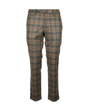 Michael Coal Tailored Plaid Pants - Gray