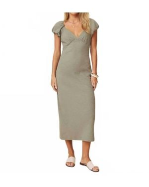Splendid Dawn Puff Sleeve Midi Dress - Green