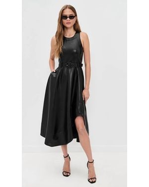 Cinq À Sept Vegan Leather Zelda Midi Dress - Black