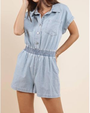 Sadie & Sage Good Luck Stretch Denim Romper - Blue