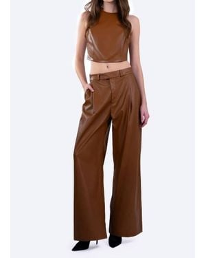 NonChalant Label Perrie Faux Leather Crop Top - Brown