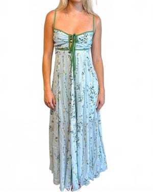 Olivaceous Monica Printed Maxi Dress - Blue