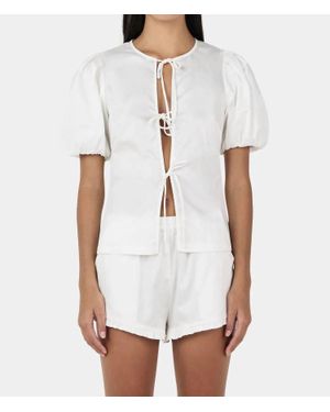 Ownley Marielle Tie-Front Blouse - White