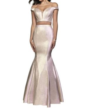 Blush Prom Two Tone Woven Shimmer Two Piece Gown - Multicolor