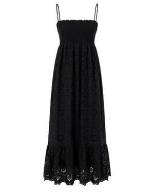 MC2 Saint Barth Strapless Midi Dress With Eyelet Pattern - Black