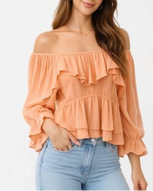 Sunday Edition Alden Ruffle Blouse - Orange