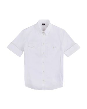 Fay Tailored Short-Sleeved Shirt With Classic Collar - White