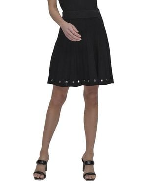 DKNY Logo Grommet Sweater Skirt - Black