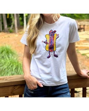 Stewart Simmons American Hot Dog Sequin Shirt - White