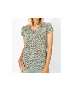 Look Mode Usa Cheetah Print T-Shirt - Green