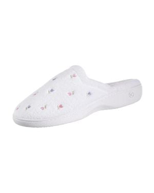 Isotoner Terry Slip On Clog Slipper - White
