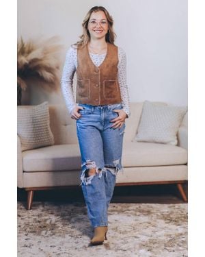 Be Cool Suede Feel Sherpa Vest - Blue