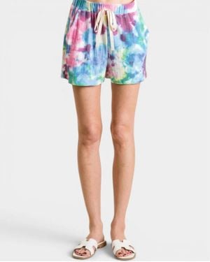 Bibi Tie Dye French Terry Casual Shorts - Blue