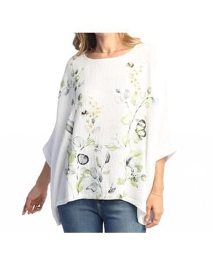 Jess & Jane Kelly Mineral Washed Double Gauze Poncho Top - White