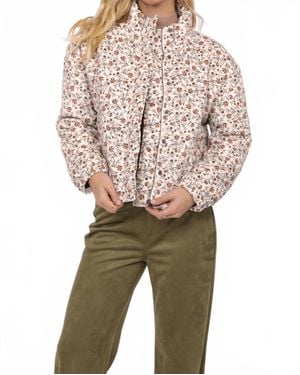 Sadie & Sage Just Looking Floral Cord Jacket - Natural