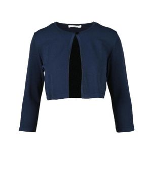 Charlott Cropped Cardigan With Round Neckline - Blue