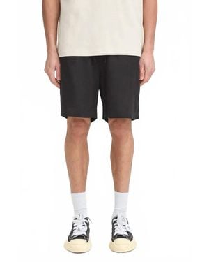 Solid Allan Elas Linen Drawstring Shorts - Black