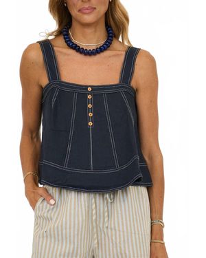 Miou Muse Stitch Detailed Sleeveless Top - Blue