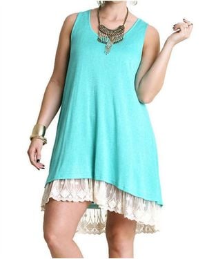 Umgee Sleeveless Double Layer Lace Dress - Blue
