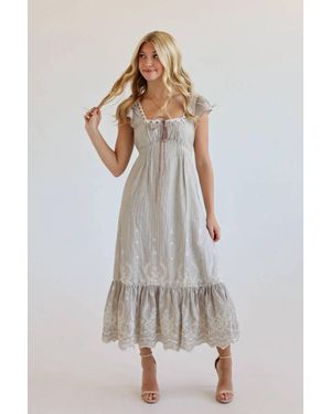 Olivaceous Elena Eyelet Midi Dress - Natural
