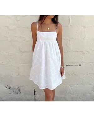 Olivaceous Halle Gathered Mini Dress - White