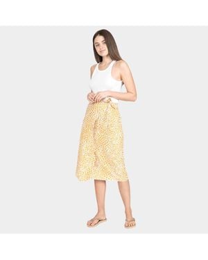 TRUEDAMES Animal Patterned Beach Cover Up Midi Wrap Skirt 43" X 29" - Natural