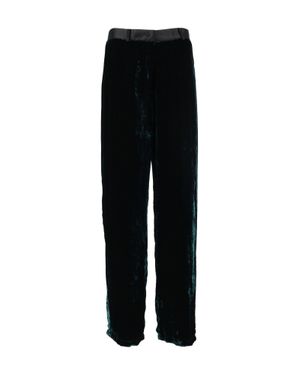 forte_forte Moiré Silk-Velvet Satin-Waist Straight-Leg Pants - Black