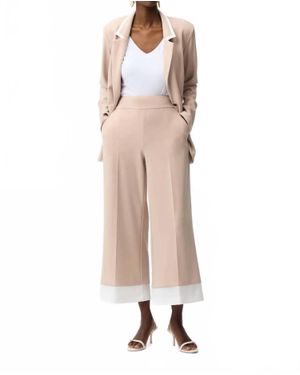 Joseph Ribkoff Contrast Trim Pull-On Culotte Pants - Natural