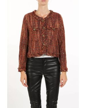 Beulahstyle Sequined Tweed Jacket - Red