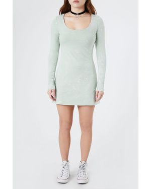 Forever 21 Mineral Wash Fit & Flare Dress - Gray