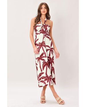 TRUEDAMES Palm Siren Woven Midi Dress - Red