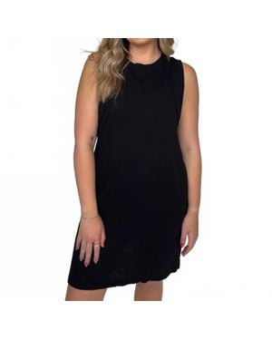Bobi Raglan Seamed Tank Dress - Black