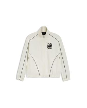 HUGO X Rb Zipper-Up Jacket With Bull Motif - White