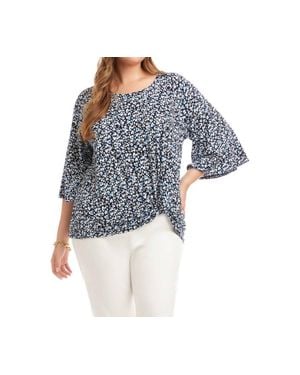 Karen Kane Flare Sleeve Pick-Up Top - Blue