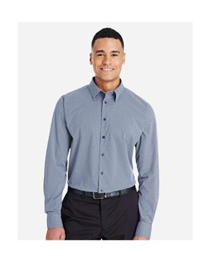 Devon & Jones Crownlux Performance Tonal Mini Check Woven Dress Shirt - Blue