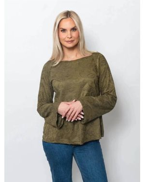 Sno Skins Embroidered Scoop Neck Suede Top - Green