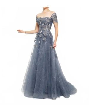 Ivonne D Remove Sleeve Gown - Blue