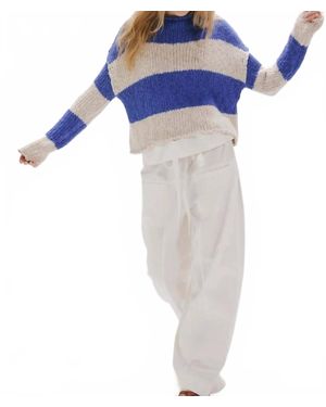 Free People Opal Rollneck Knit Stripe Sweater - Blue