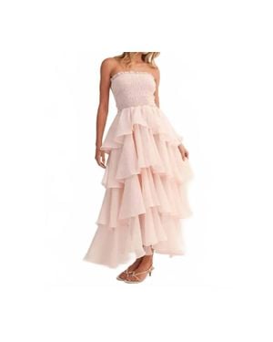 Klesis Laney Smocked Strapless Ruffle Maxi Dress - Pink