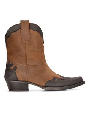 Infinity Leather Leather Western Boots Cuban Cowboy Winklepickers Classic Pointed - Brown