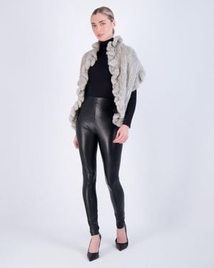 Gorski Knit Mink Ruffle Stole - White