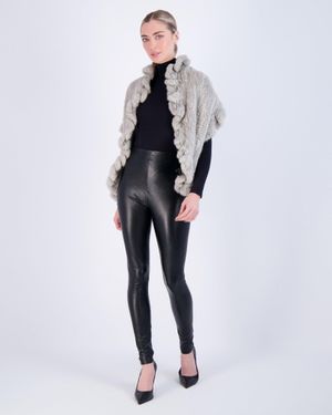 Gorski Knit Mink Ruffle Stole - White