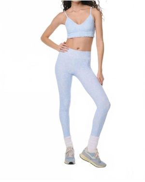 LoveShackFancy Kimi Bow Print Leggings - Blue