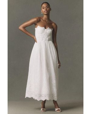 BHLDN Bustier Eyelet Midi Dress - White