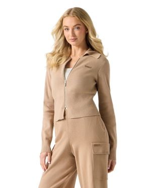 Guess Glinda Full Zip Sweater - Natural