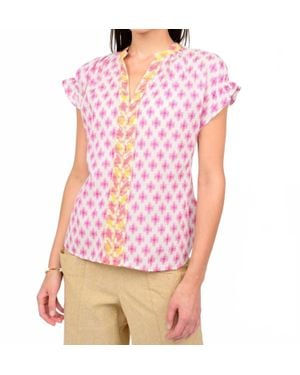 Ivy Jane Trellis Stitched Popover Top - Pink