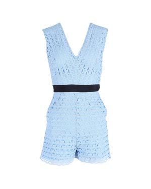 Sandro Sandro Fratello Cutout Grosgrain-Trimmed Macramé Lace Playsuit - Blue