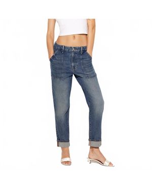 GOOD AMERICAN The Weekender Cuffed Carpenter Jean - Blue