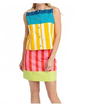 Karlie Marlowe Stripe Sleeveless Button Up Top - Orange
