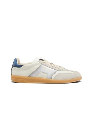 Santoni Low-Profile Leather Sneakers With Suede Reinforcements - White